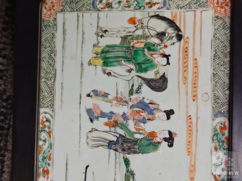 清康熙 五彩西厢记长亭送别、蝶恋花纹砚屏 - 图8